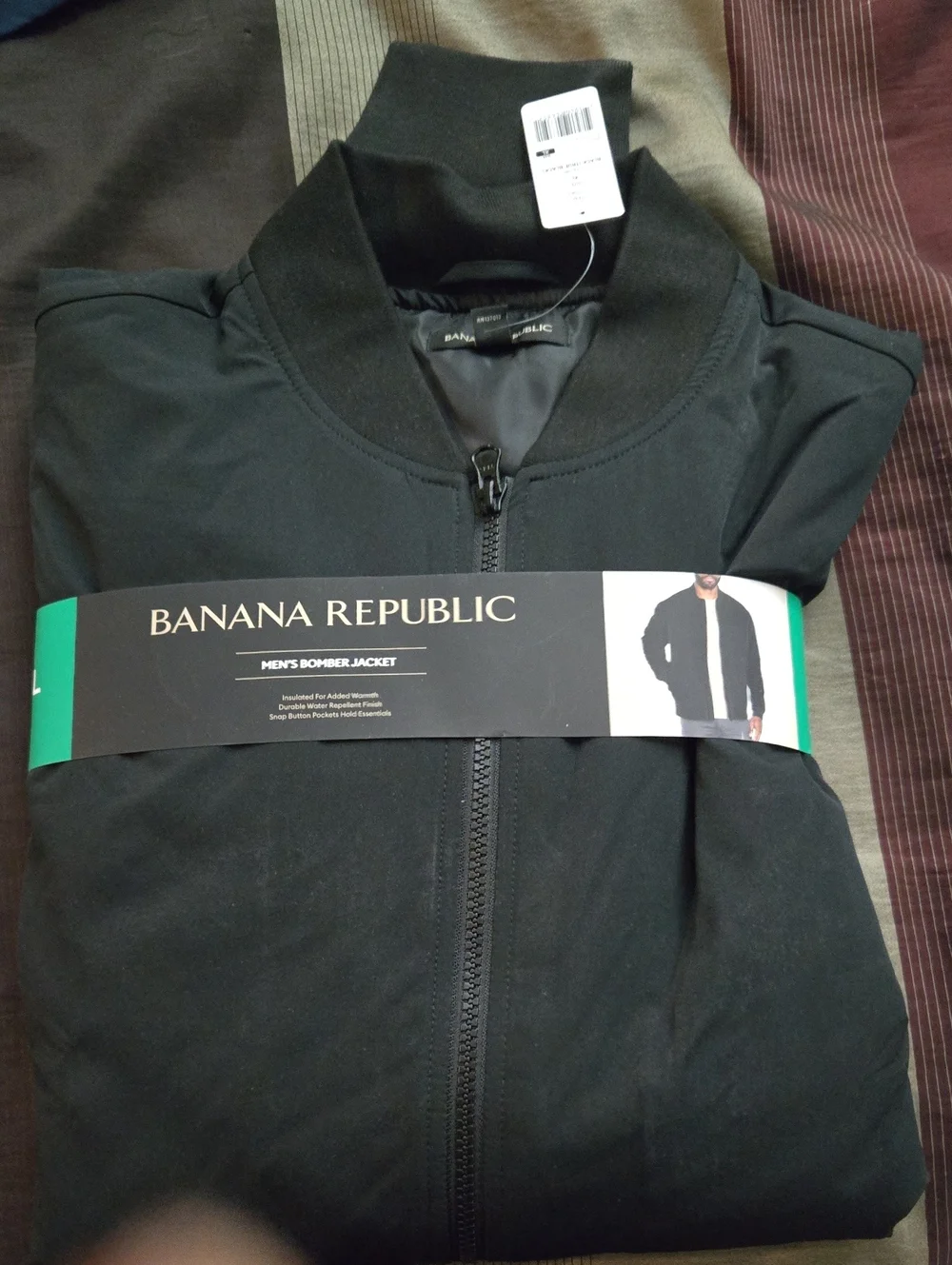 Banana Republic Black Men's Bomber Jacket with Ribbed Collar